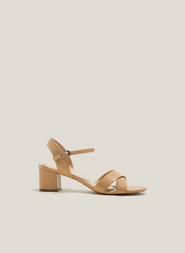 Giày sandal basic cross strap - SDN 0771 - Màu be - VASCARA