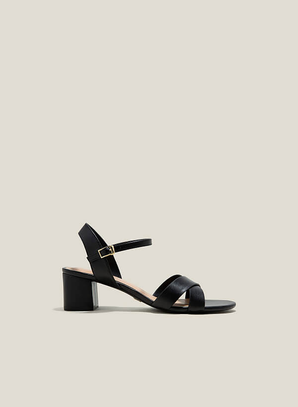 Giày sandal basic cross strap - SDN 0771 - Màu đen - VASCARA