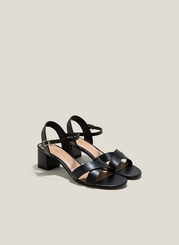 Giày sandal basic cross strap - SDN 0771 - Màu đen - VASCARA