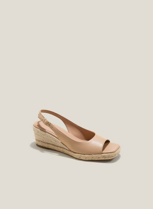 Giày slingback đế xuồng bọc dây cói