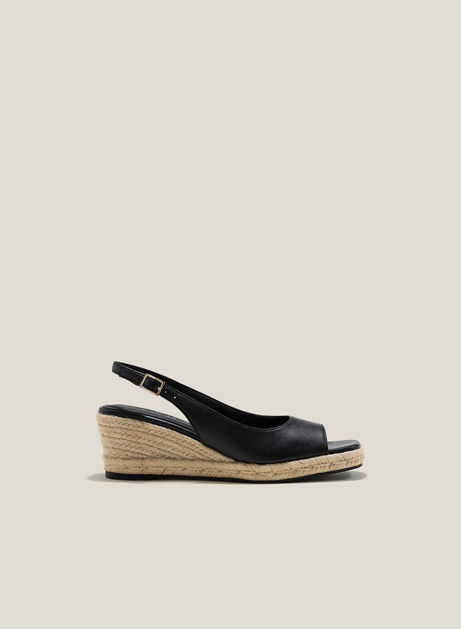 Giày slingback đế xuồng bọc dây cói - SDX 0445 - Màu đen - vascara.com