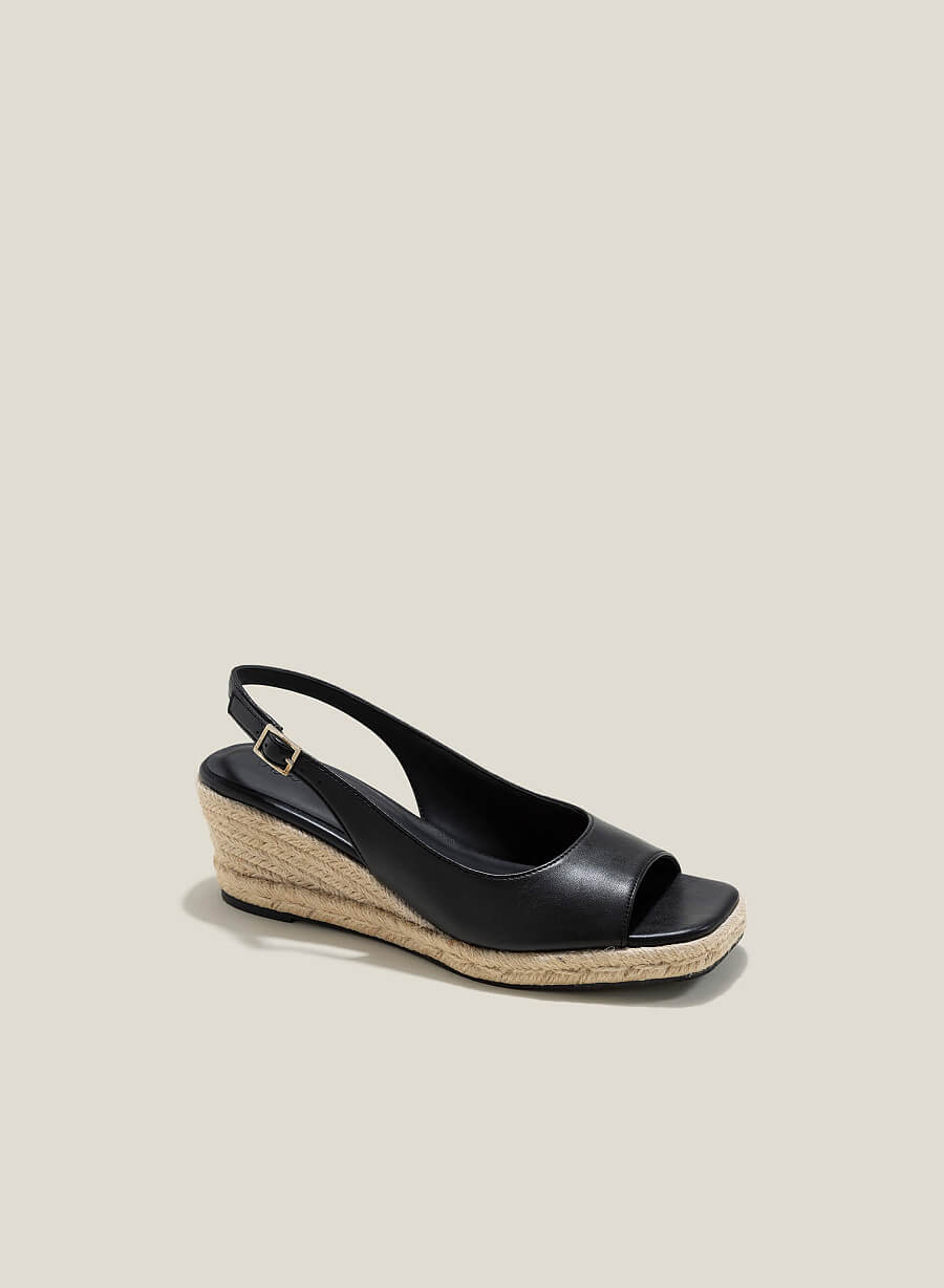 Giày slingback đế xuồng bọc dây cói - SDX 0445 - Màu đen - vascara.com