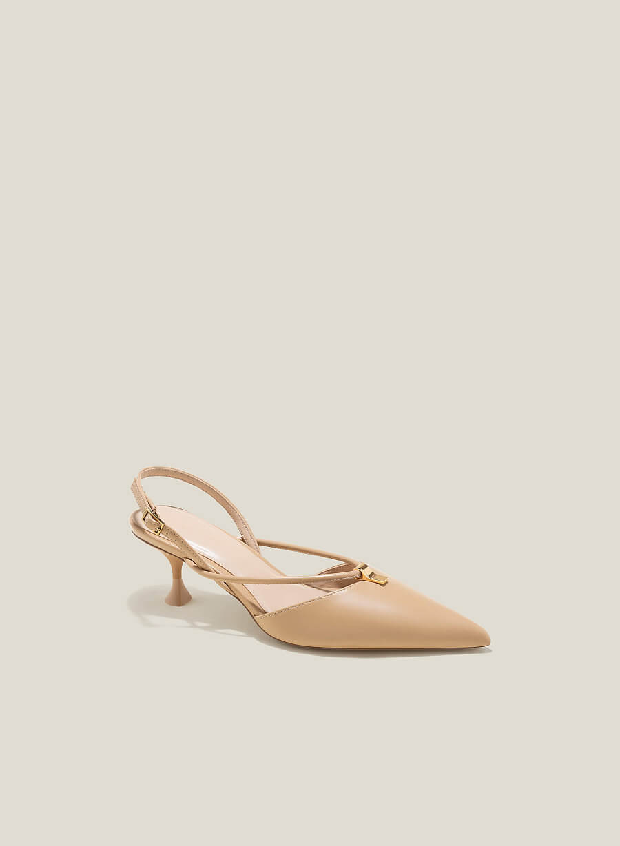 Giày slingback nhấn quai ống cùng trang trí kim loại - BMN 0603 - Màu be - vascara.com