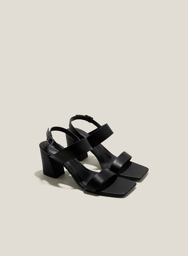 Sandal gót trụ quai ngang bản to - SDN 0769 - Màu đen - VASCARA