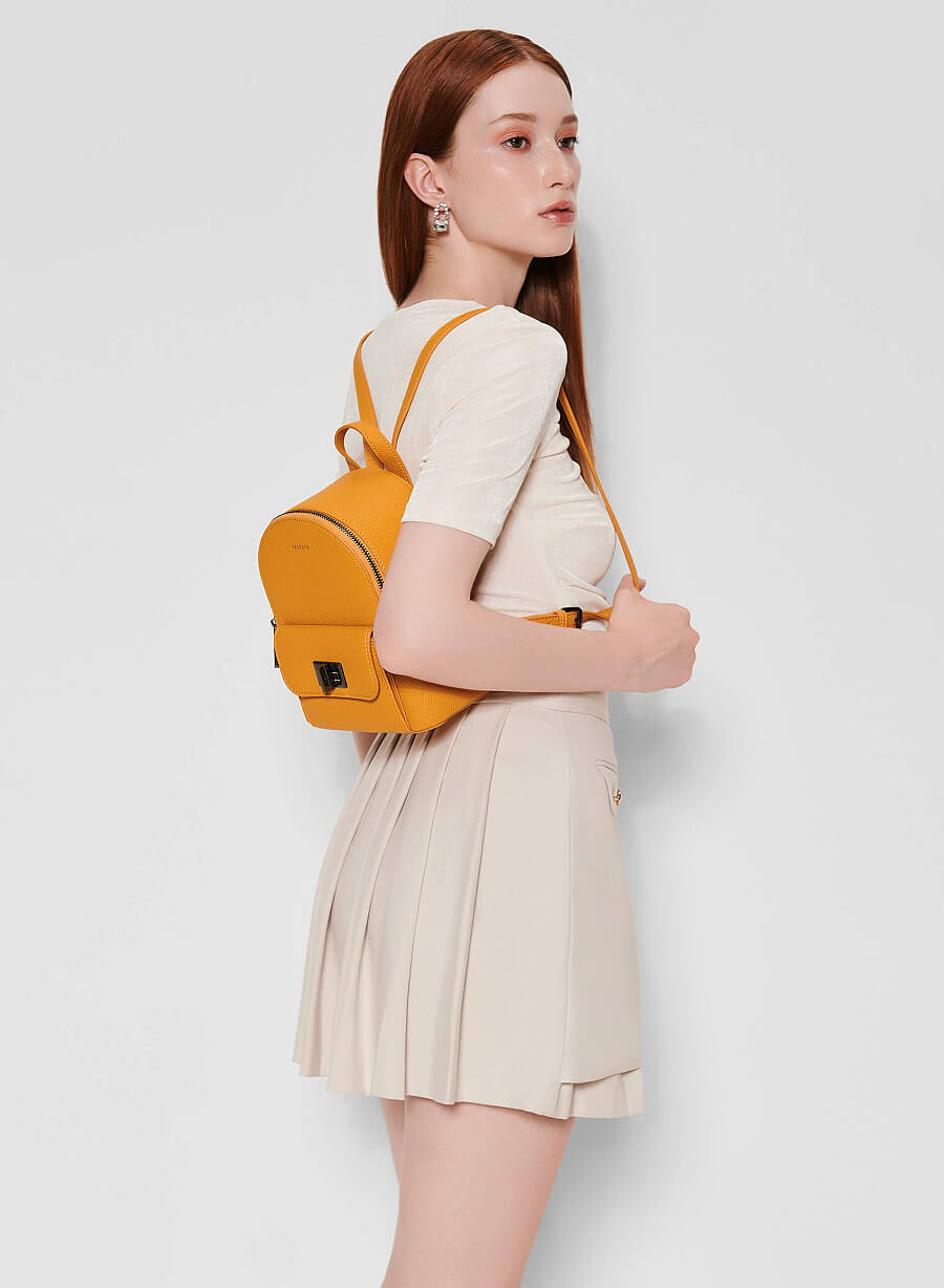 Balo mini nhấn khóa túi hộp - BAC 0191 - Màu vàng đậm - vascara.com