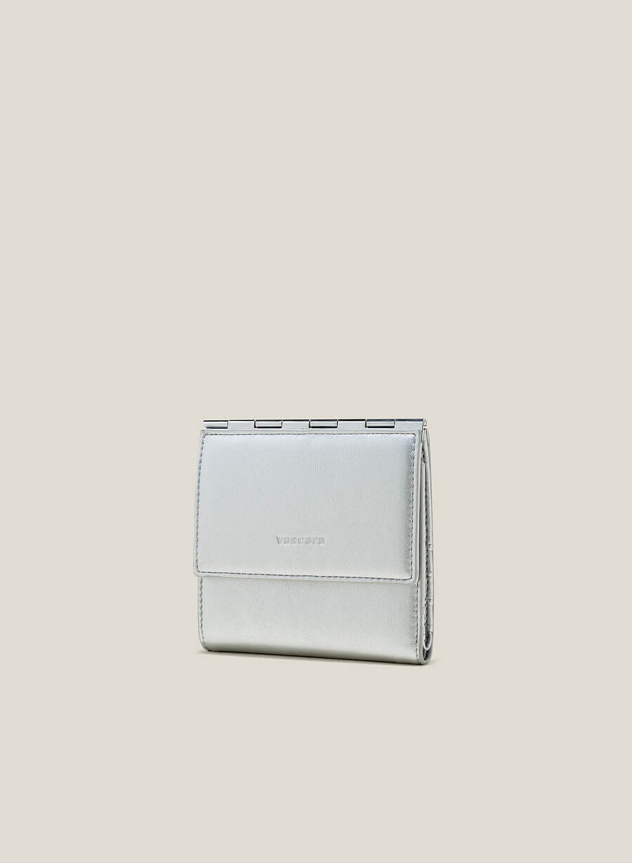 Ví cầm tay mini nắp gập kim loại - WAL 0275 - Màu bạc - vascara.com