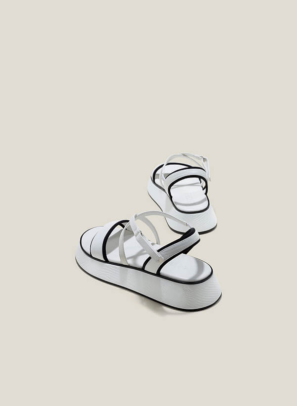 Giày sandal đế chunky phối vân da kỳ đà - SDK 0339 - Màu trắng - VASCARA