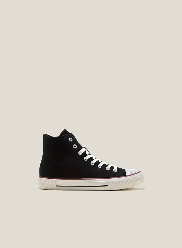 Giày sneaker cổ cao với đệm thoáng khí - SNK 0069 - Màu đen
