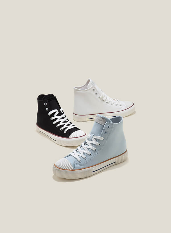 Giày sneaker cổ cao với đệm thoáng khi - SNK 0069 - Màu xanh da trời - VASCARA