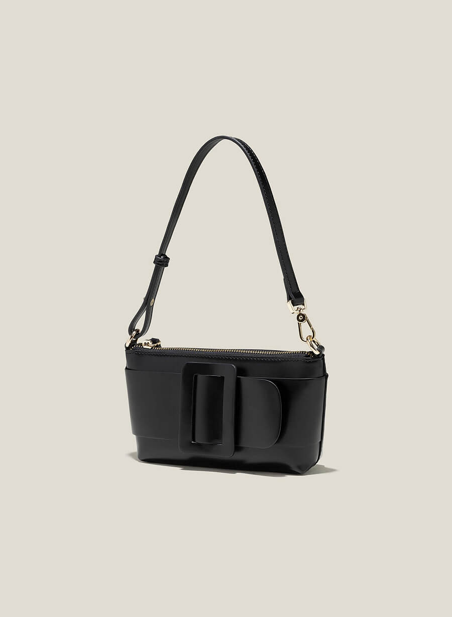 Túi đeo vai mini nhấn khóa gài giả kiểu - SHO 0237 - Màu đen - vascara.com