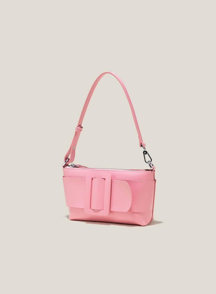 Túi đeo vai mini nhấn khóa gài giả kiểu - SHO 0237 - Màu hồng đậm - vascara.com