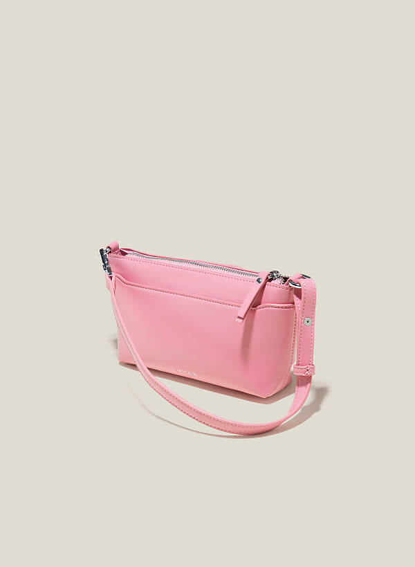 Túi đeo vai mini nhấn khóa gài giả kiểu - SHO 0237 - Màu hồng đậm - VASCARA
