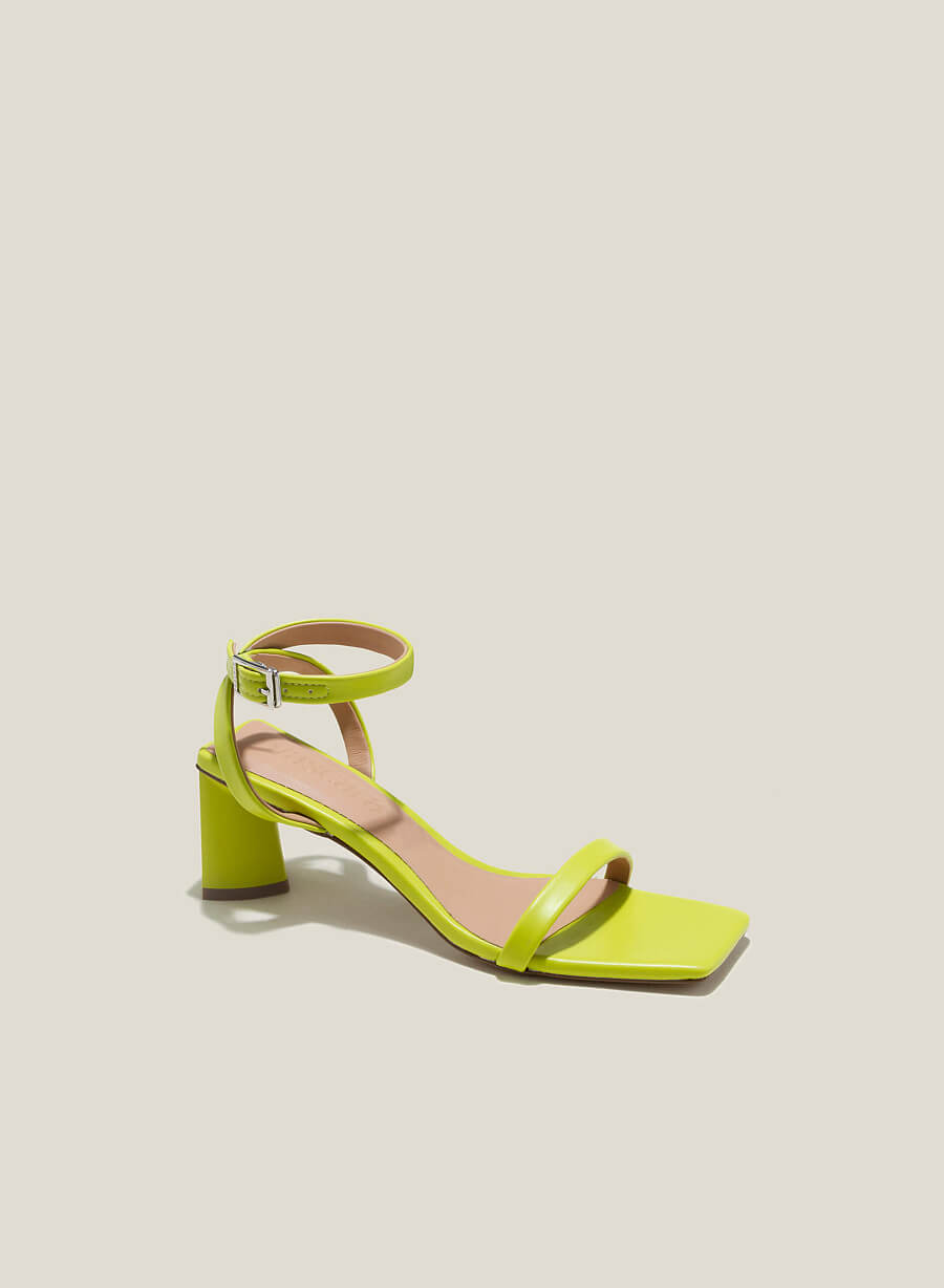 Giày sandal ankle strap nhấn gót hình khối cách điệu - SDN 0761 - Màu xanh lá sáng - vascara.com