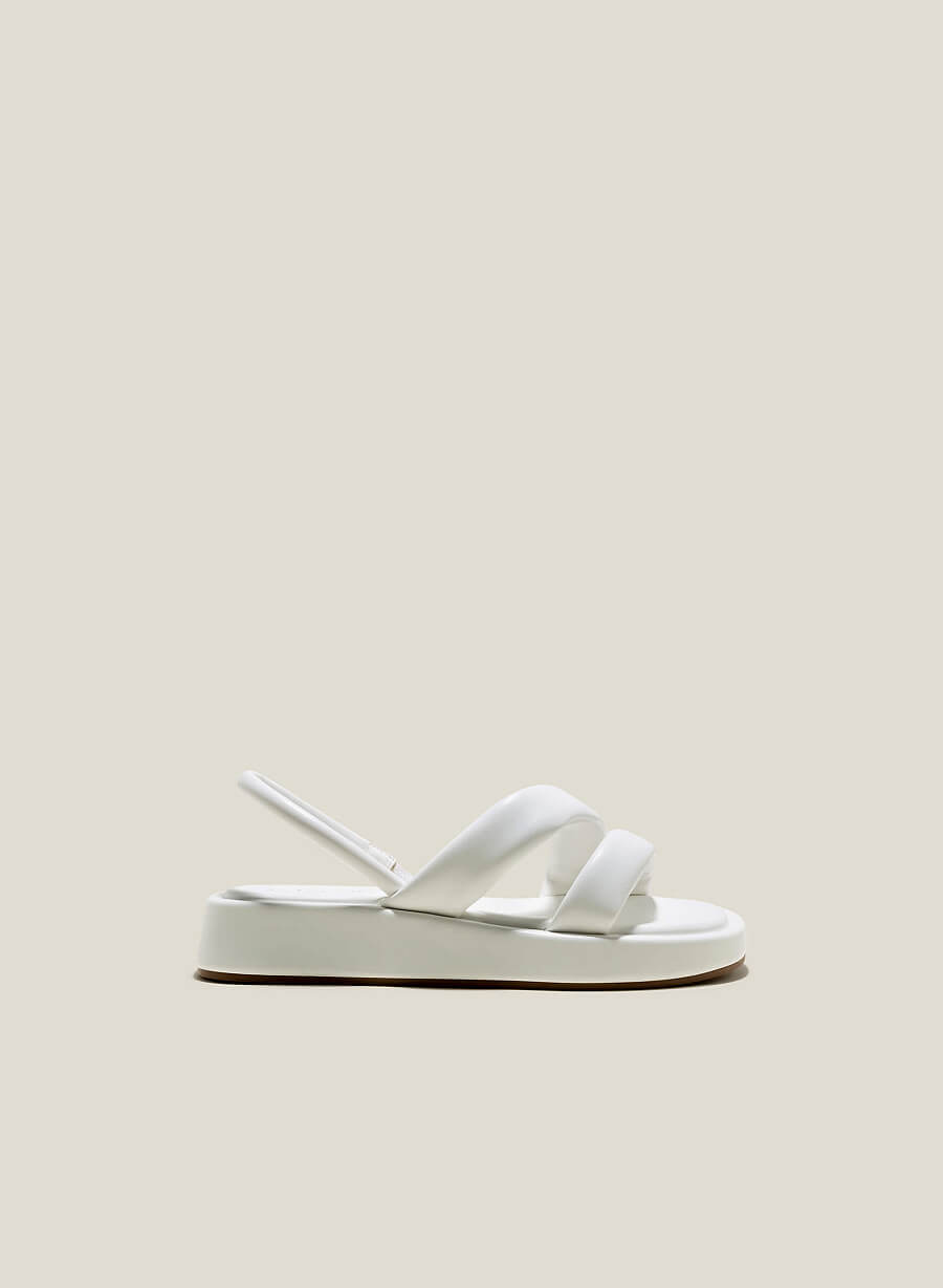 Giày sandal đế chunky nhấn quai phồng - SDK 0337 - Màu trắng - VASCARA