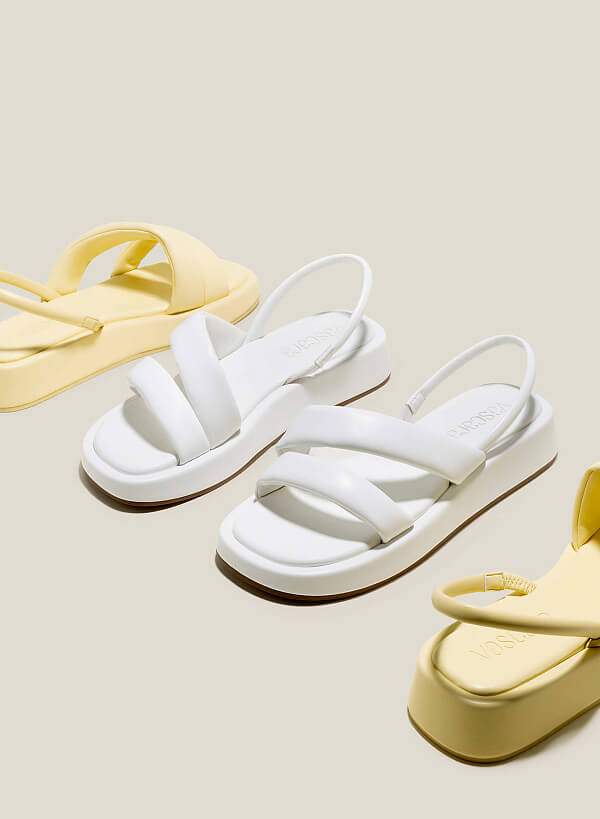 Giày sandal đế chunky nhấn quai phồng - SDK 0337 - Màu trắng - VASCARA