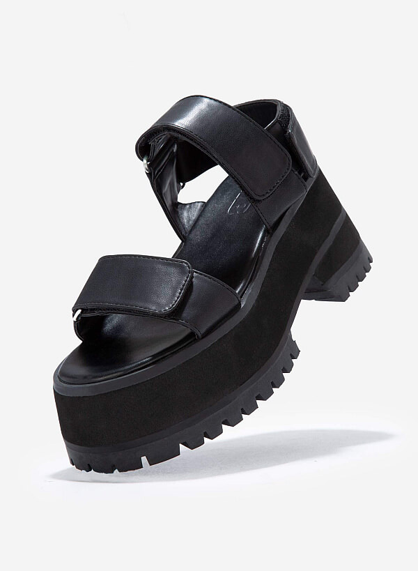 Giày sandal đế bánh mì HULK SANDAL PLATFORM - SDL 0001 - Màu đen - VASCARA