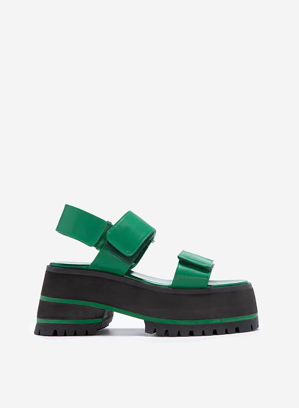 Giày sandal đế bánh mì HULK SANDAL PLATFORM - SDL 0001 - Màu xanh lá