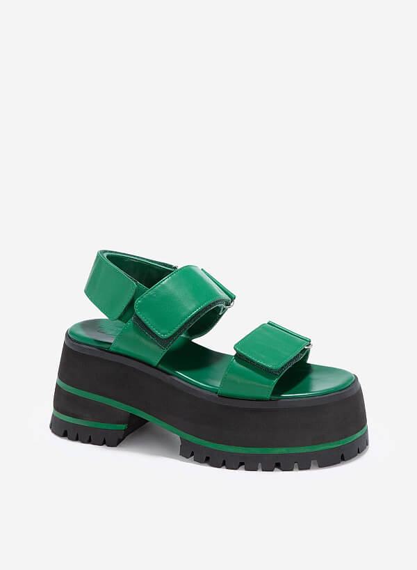 Giày sandal đế bánh mì HULK SANDAL PLATFORM - SDL 0001 - Màu xanh lá - VASCARA