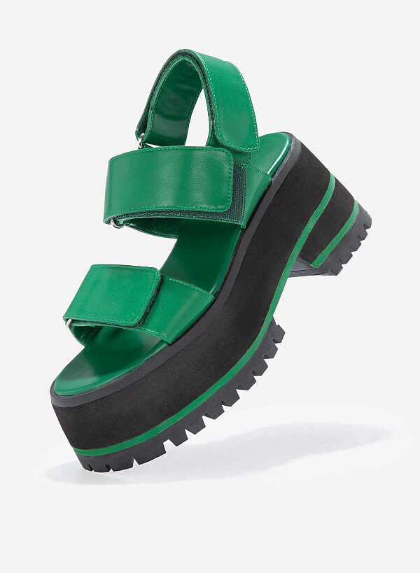 Giày sandal đế bánh mì HULK SANDAL PLATFORM - SDL 0001 - Màu xanh lá - VASCARA