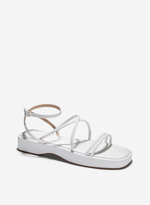 Giày strappy sandal quai ống - SDK 0341 - Màu trắng - VASCARA