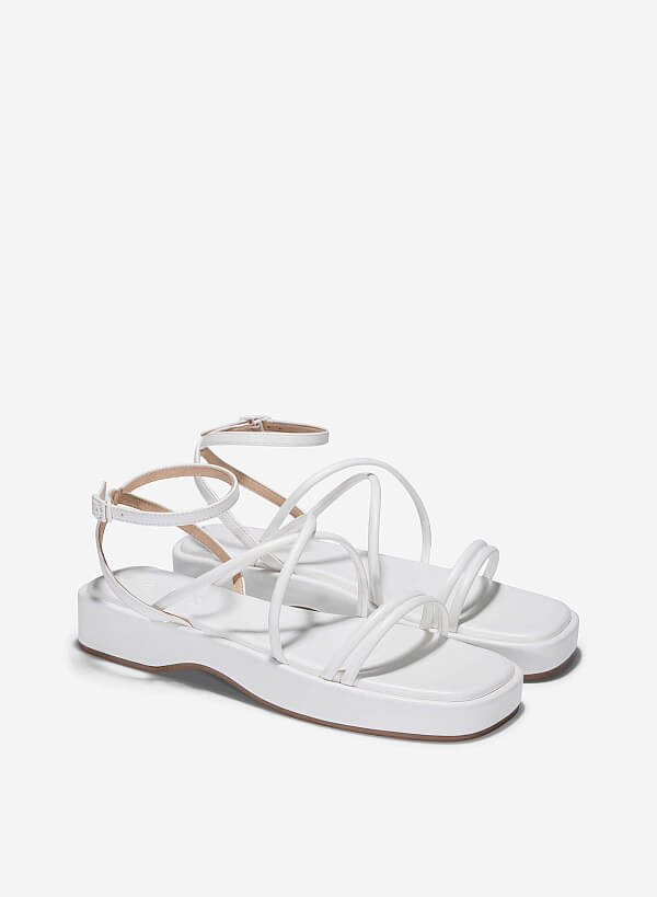 Giày strappy sandal quai ống - SDK 0341 - Màu trắng - VASCARA