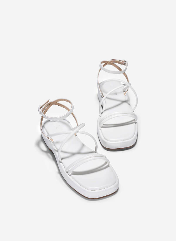 Giày strappy sandal quai ống - SDK 0341 - Màu trắng - VASCARA