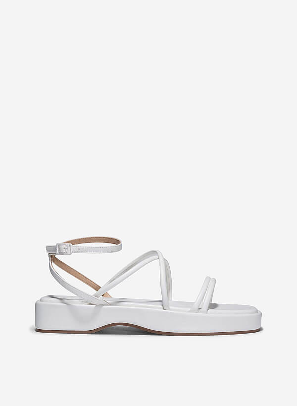 Giày strappy sandal quai ống - SDK 0341 - Màu trắng - VASCARA