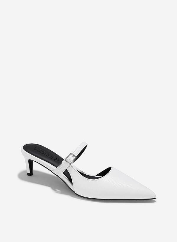 Guốc mules mary jane cut-out - GNN 0208 - Màu trắng - VASCARA