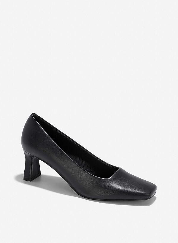 Giày bít mũi vuông block heel - BMN 0641 - Màu đen - VASCARA