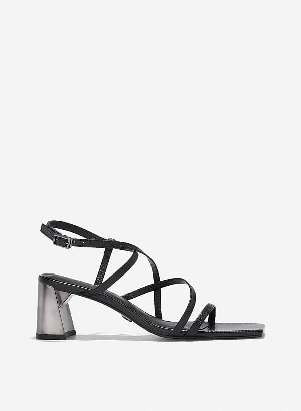 Giày strappy sandals vân kỳ đà - SDN 0796 - Màu đen