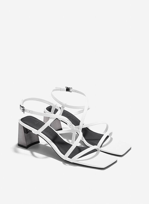 Giày strappy sandals vân kỳ đà - SDN 0796 - Màu trắng - VASCARA