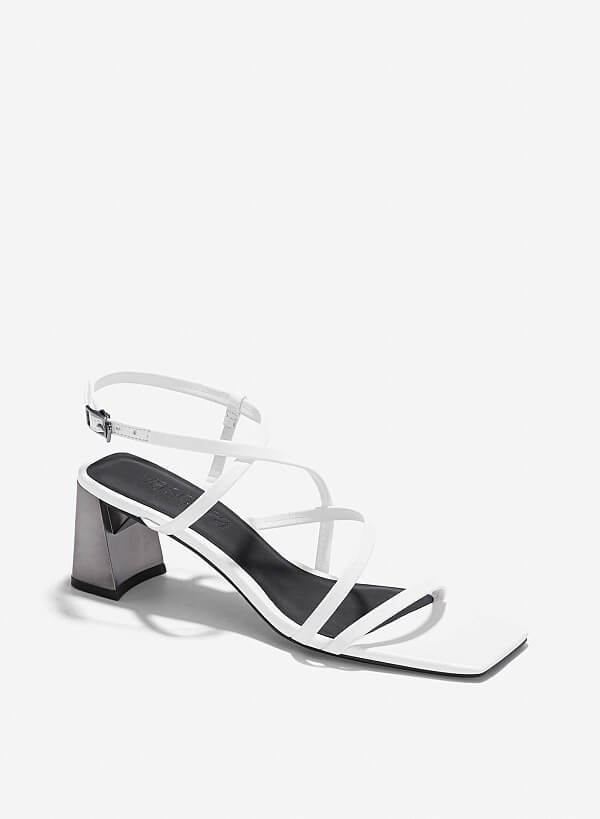 Giày strappy sandals vân kỳ đà - SDN 0796 - Màu trắng - VASCARA