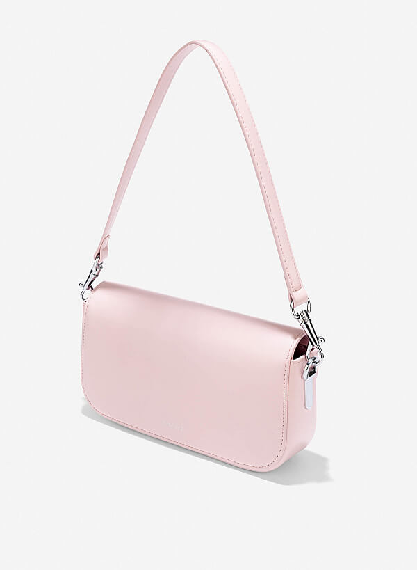 Túi đeo vai nắp gập nhấn khóa gài - SHO 0254 - Màu hồng nhạt - VASCARA