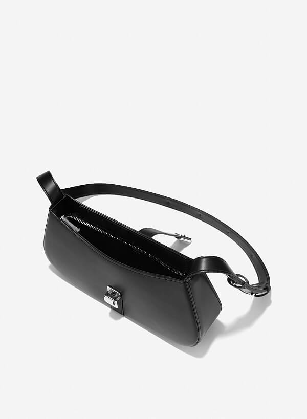 Túi tote đeo vai nhấn khóa gài - TOT 0160 - Màu đen - VASCARA
