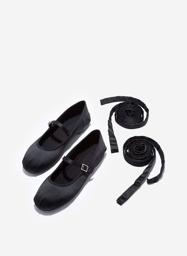 Giày búp bê vải FIORE BALLERINA - BAL 0001 - Màu đen - VASCARA