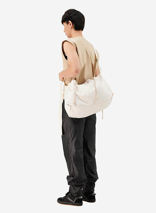 Túi vải đeo chéo dây rút lớn DUMPLING TOTE BAG - TMB 0001 - Màu kem - VASCARA