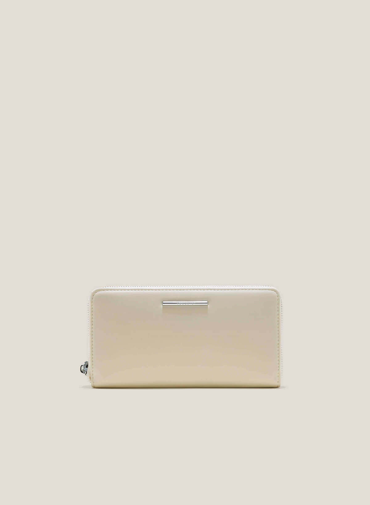 Minimalist Zip-Around Wallet - WLL 0276 - Cream - VASCARA