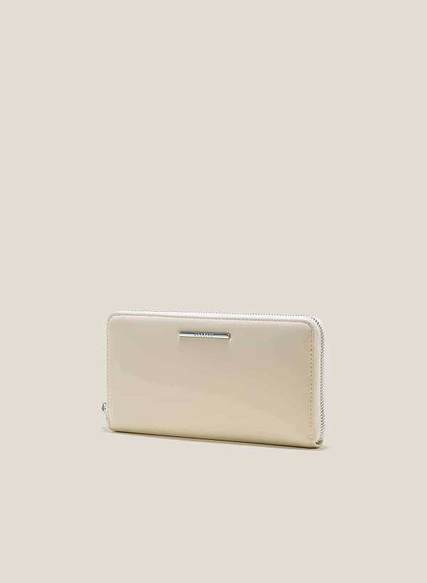 Minimalist Zip-Around Wallet - WLL 0276 - Cream - VASCARA