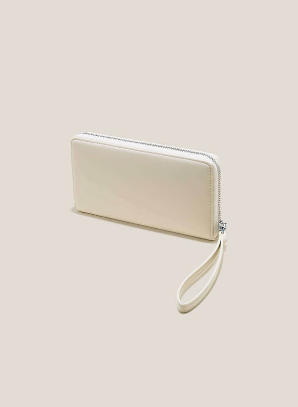 Minimalist Zip-Around Wallet - WLL 0276 - Cream - VASCARA