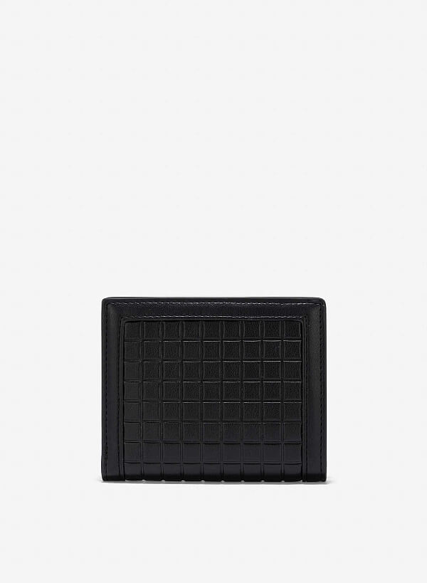 Square-Pattern Embossed Mini Wallet - WLL 0286 - Black - VASCARA