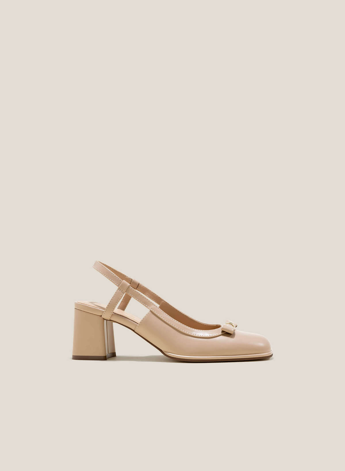 Bow Decor Classic Slingbacks - HIG 0632 - Beige - VASCARA