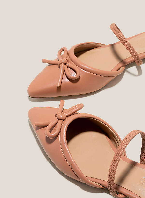 Bow Décor Flat Slip-Ons Pumps - HIG 0620 - Light Brown - VASCARA
