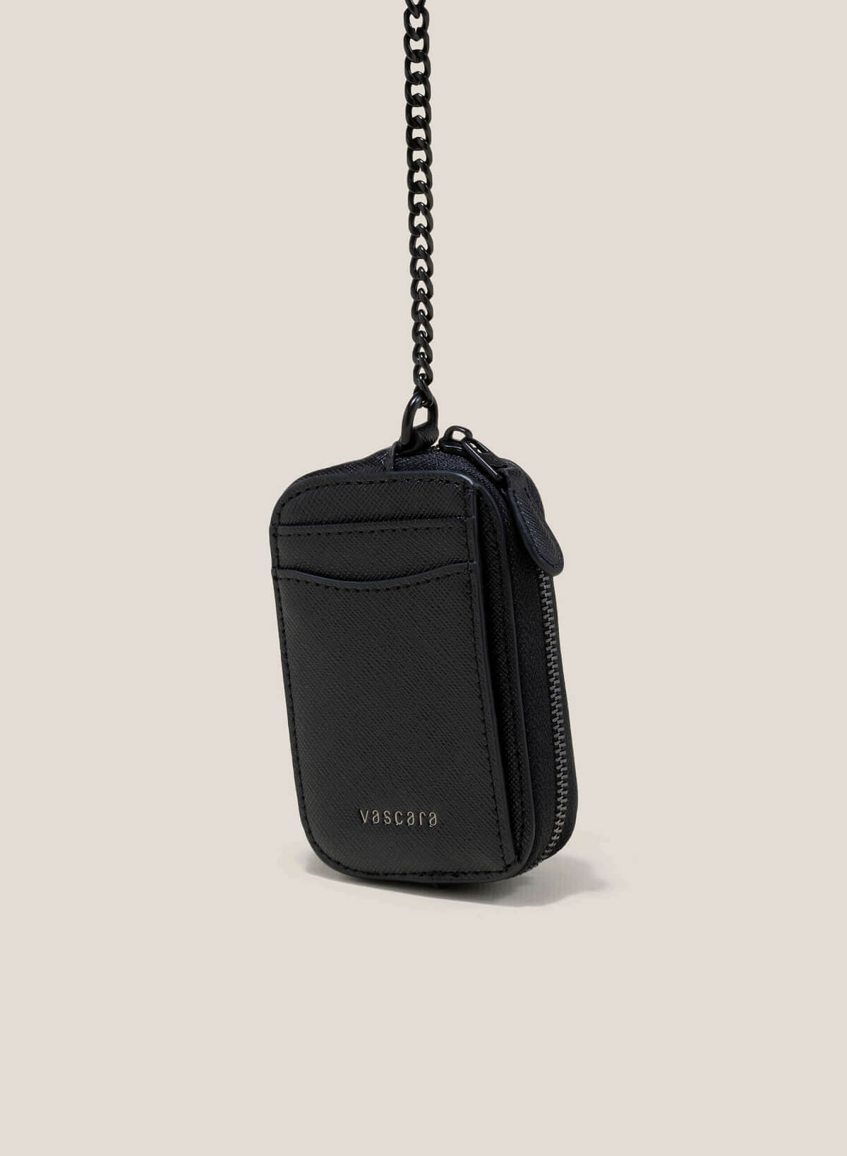 Chain Décor Card Holder Mini Wallet - WLL 0269 - Black - vascara.com