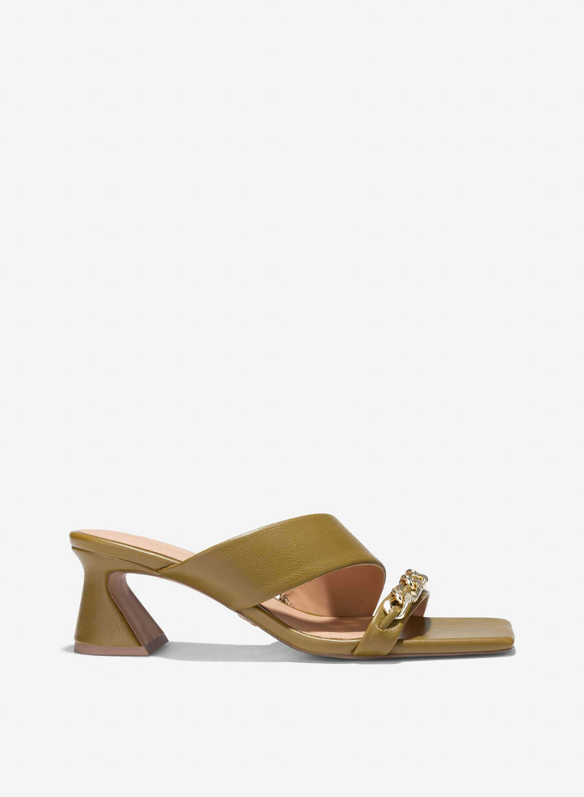 Chain Décor Spool Heels Mules - MUL 0204 - Dark Green - VASCARA