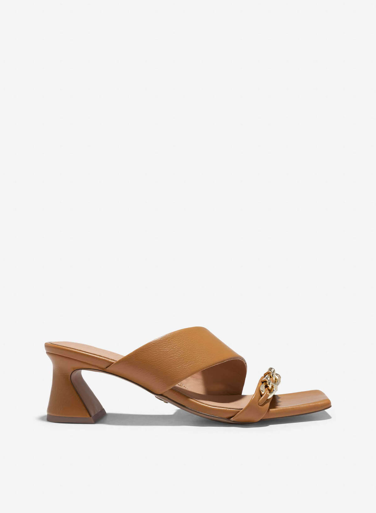 Chain Décor Spool Heels Mules - MUL 0204 - Light Brown - VASCARA