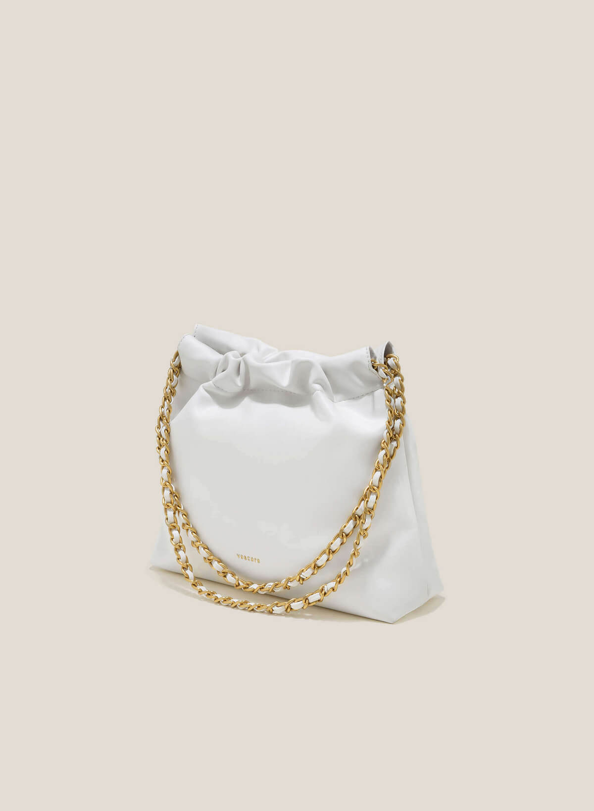 Chain Décor Strap Drawstring Shoulder Bag - MES 0236 - White - vascara.com