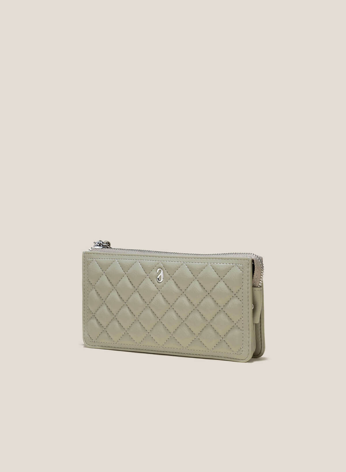 Chain Strap Plaid Quilted Wallet - WLL 0274 - Gray - vascara.com