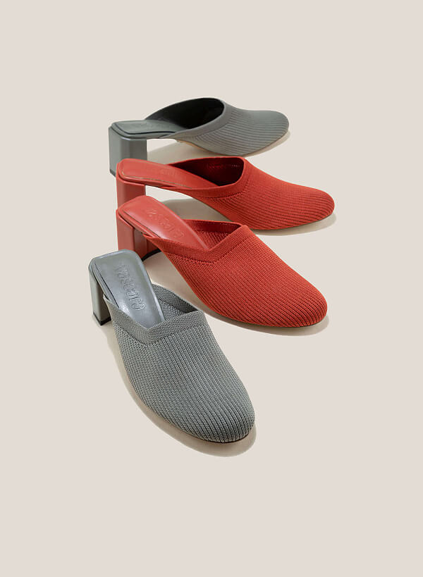 Knit Fabric Mules - MUL 0203 - Dark Orange - VASCARA