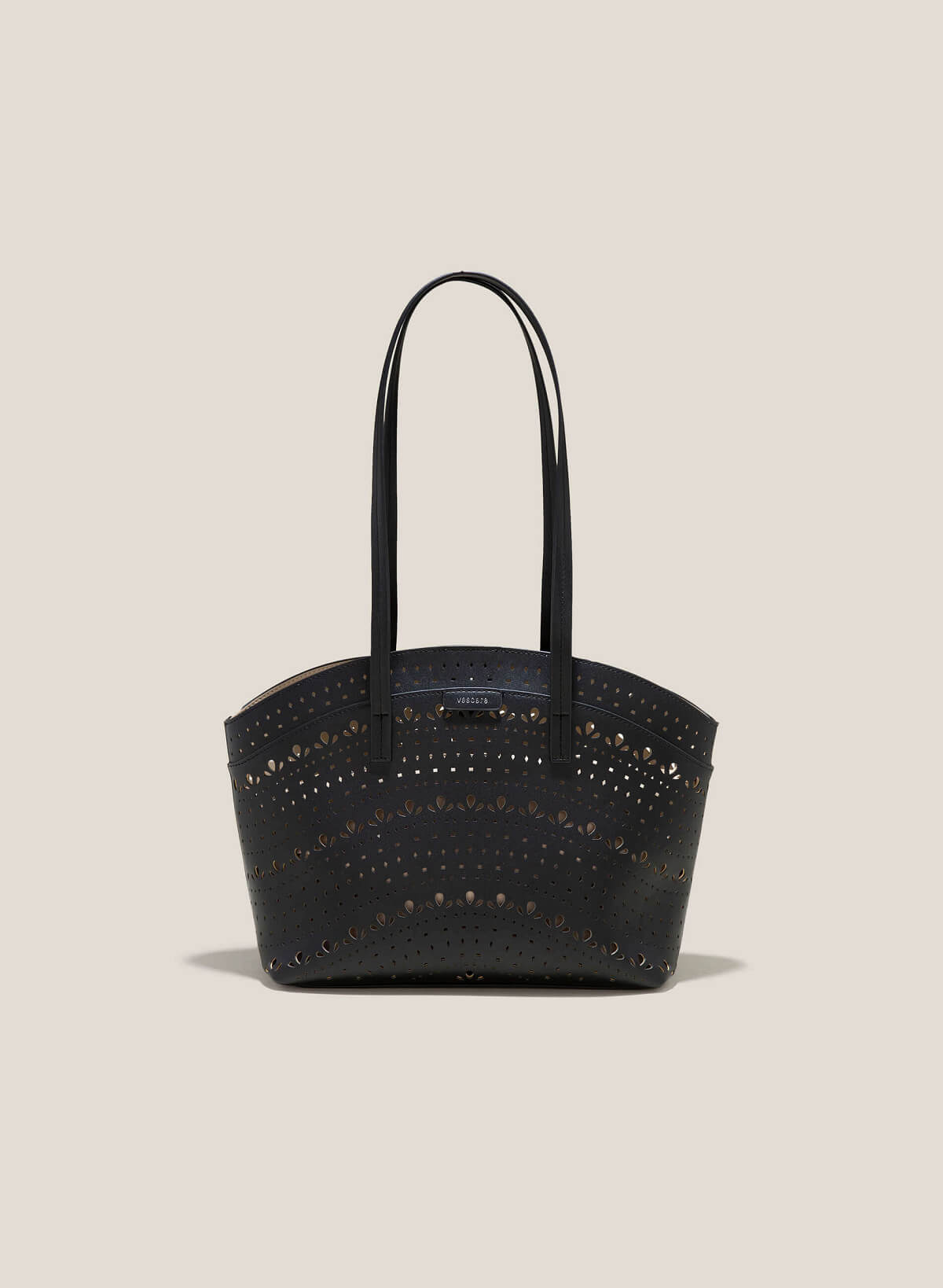 Laser Cut Pattern Accent Tote Bag - TTE 0135 - Black - VASCARA