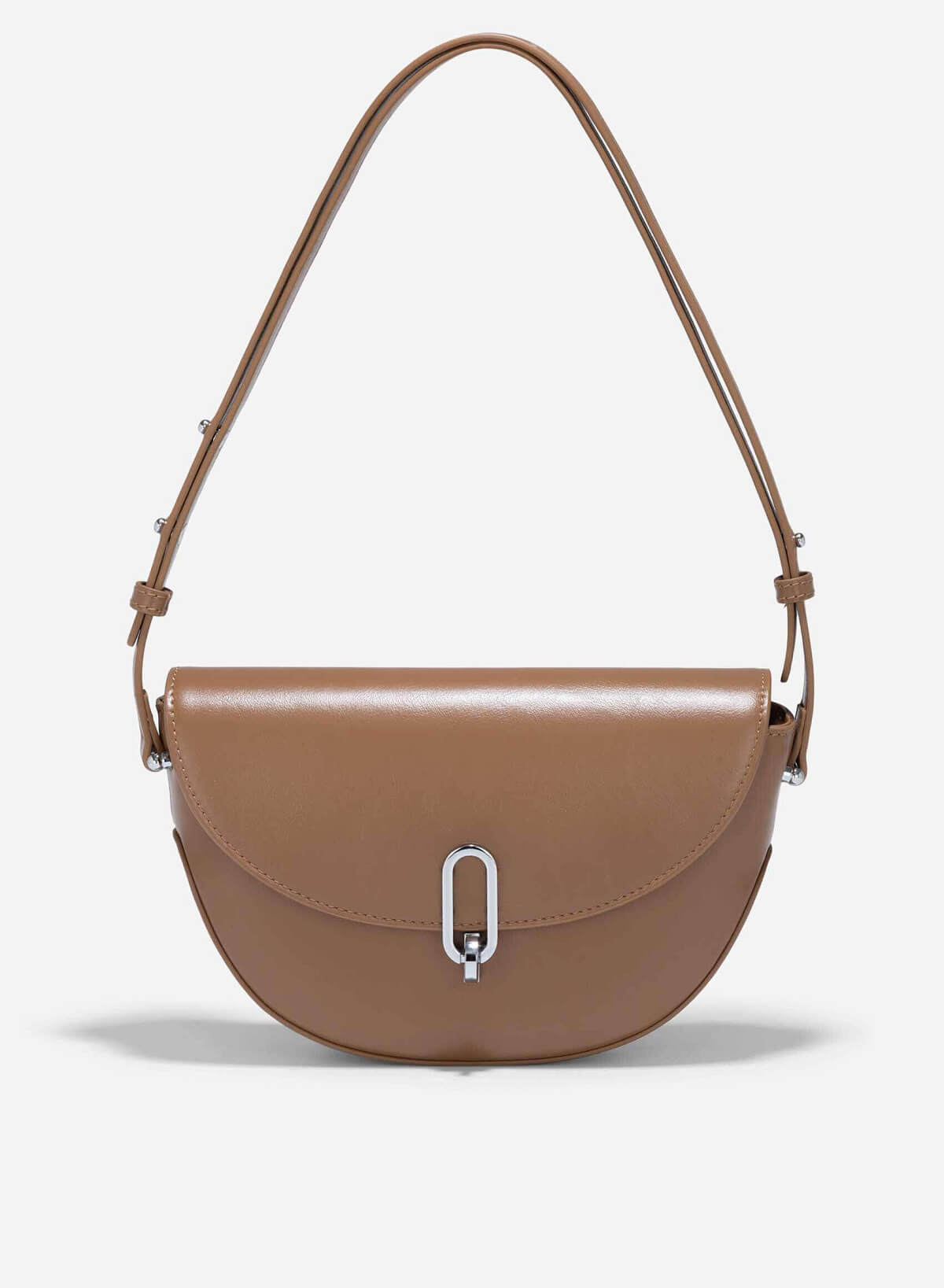 Metal Clasp Saddle Bag - MES 0238 - Dark Brown - VASCARA